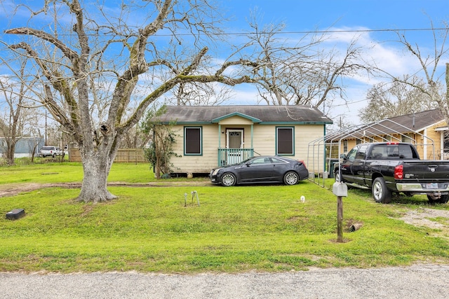 view of front of home with a front yard