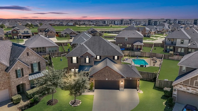 aerial view with a residential view