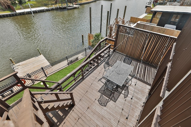 34 Lakeview Dr, Galveston, TX 77551 - balcony with a water view and a boat dock