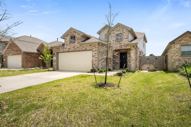 23923 Falling Daylight Dr, Hockley, TX 77447 - traditional-style house with brick siding, driveway, roof with shingles, and a gate