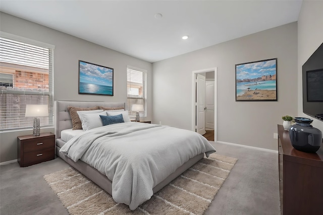 23923 Falling Daylight Dr, Hockley, TX 77447 - bedroom with light colored carpet, baseboards, and recessed lighting