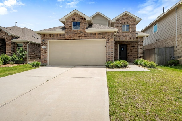 23947 Falling Daylight Dr, Hockley, TX 77447 - view of front facade featuring concrete driveway, brick siding, a garage, and a shingled roof