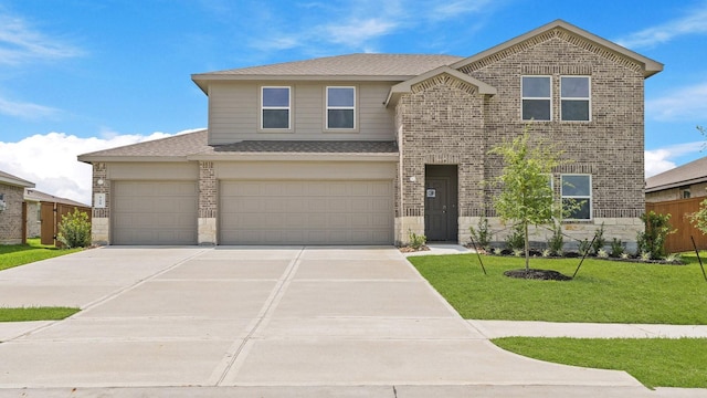 729 Nueces Ln, Dayton, TX 77535 - traditional-style house with brick siding, concrete driveway, roof with shingles, and a garage