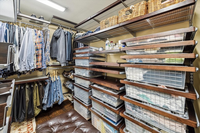 spacious closet with wood finished floors