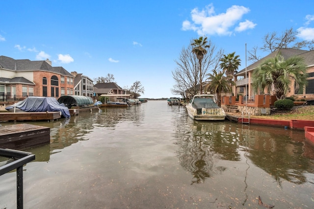 dock area featuring a water view