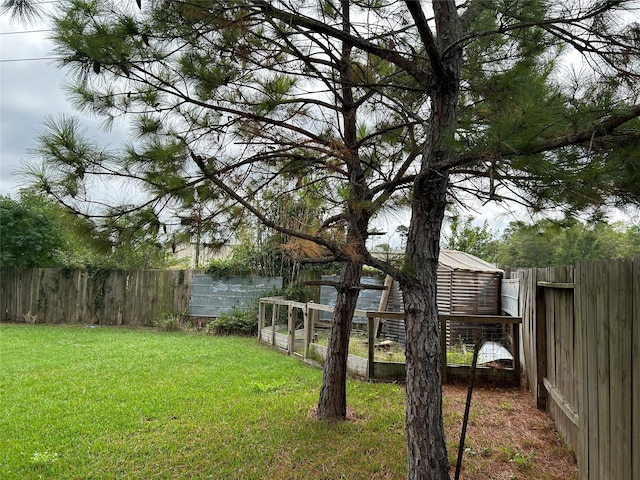 view of yard featuring a fenced backyard