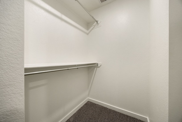 spacious closet with dark carpet