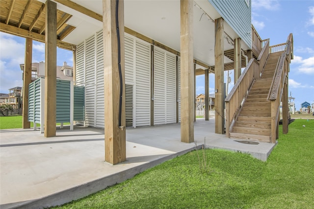 view of patio featuring stairway