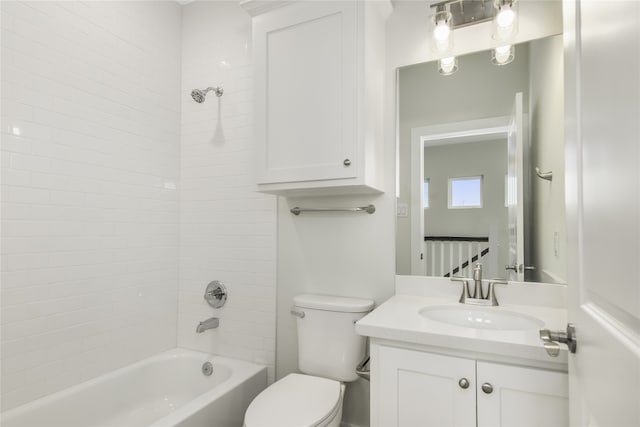 full bath with shower / washtub combination, vanity, and toilet