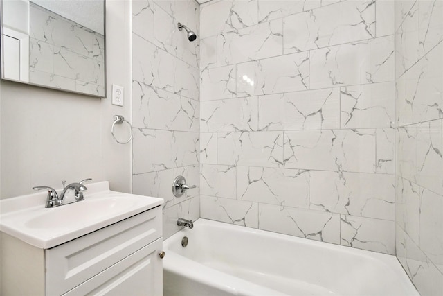 full bathroom with bathing tub / shower combination and vanity