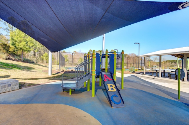 community play area with fence