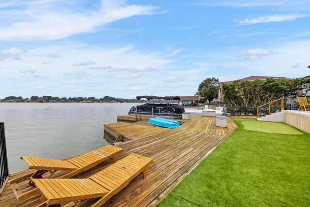 53 La Costa Dr, Montgomery, TX 77356 - view of dock with a water view and a yard