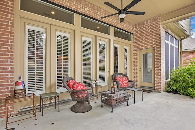 view of patio / terrace featuring a ceiling fan