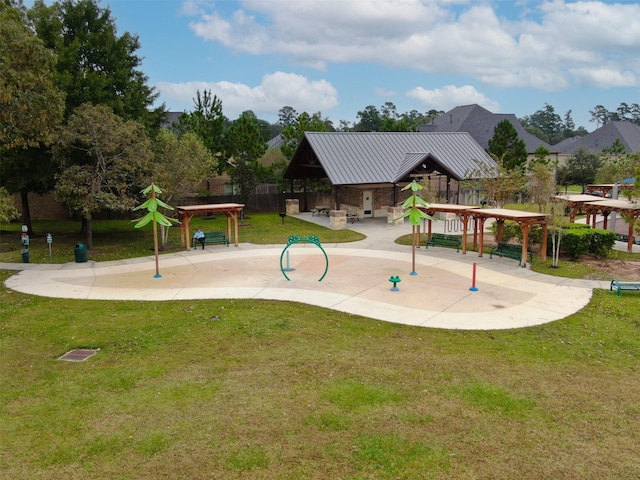 15331 Westland Gate Dr, Conroe, TX 77384 - view of community with a gazebo, a yard, fence, and playground community