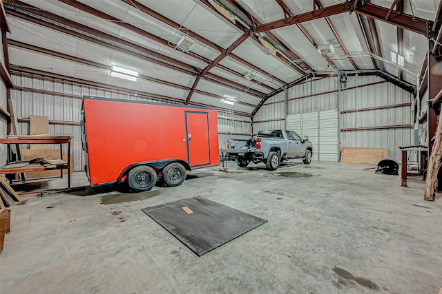 garage featuring metal wall