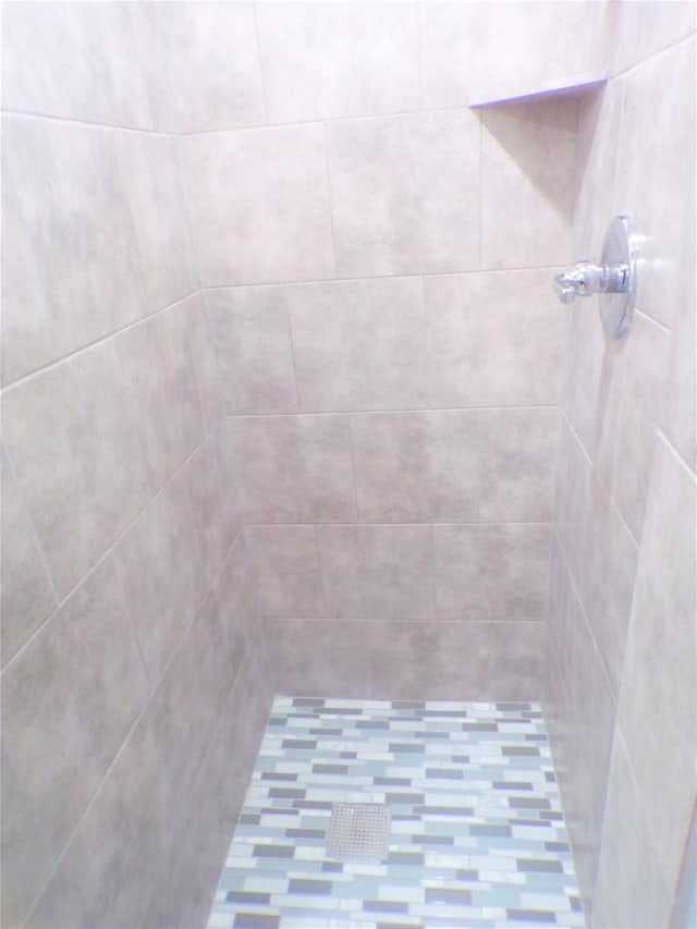 interior details featuring tiled shower