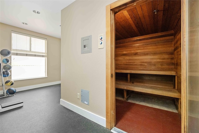 view of sauna / steam room with baseboards