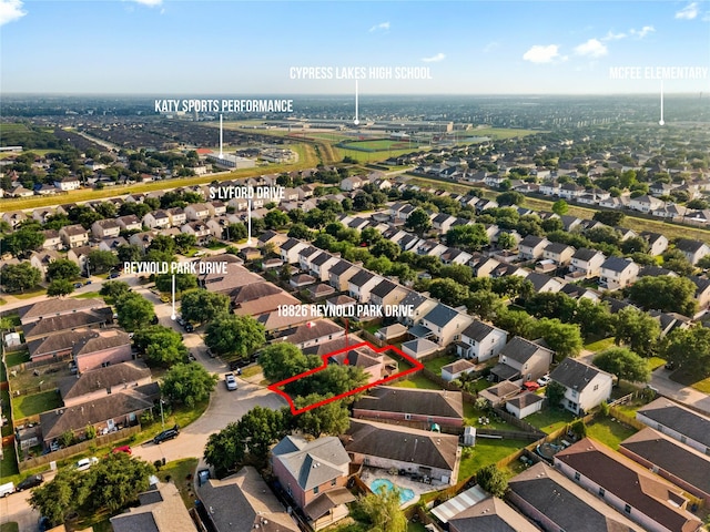 birds eye view of property featuring a residential view