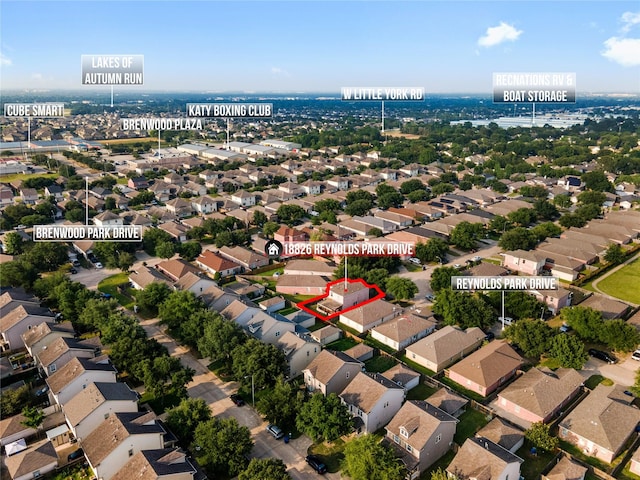 drone / aerial view with a residential view