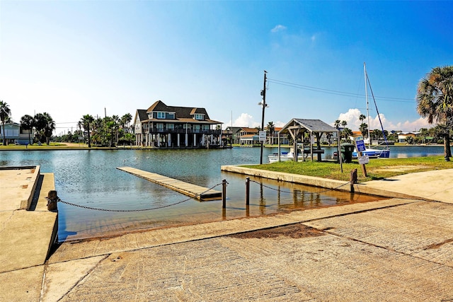 dock area featuring a water view