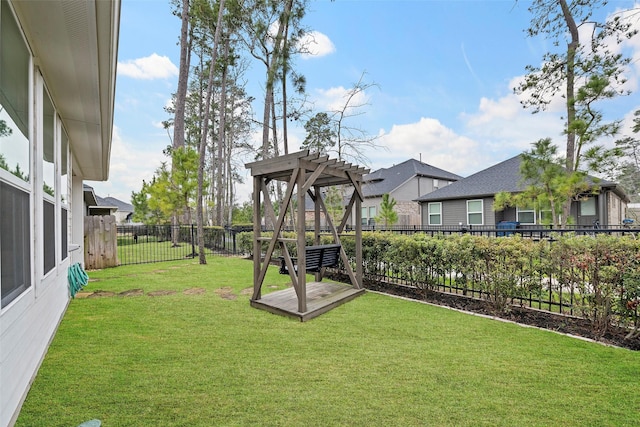 view of yard featuring a fenced backyard