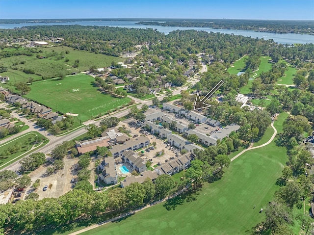 bird's eye view featuring a water view