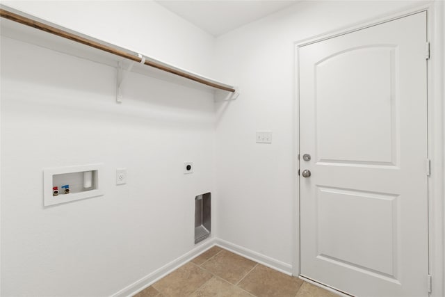 laundry room with washer hookup, laundry area, electric dryer hookup, and baseboards