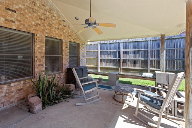 view of patio with ceiling fan