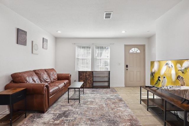 living area featuring recessed lighting