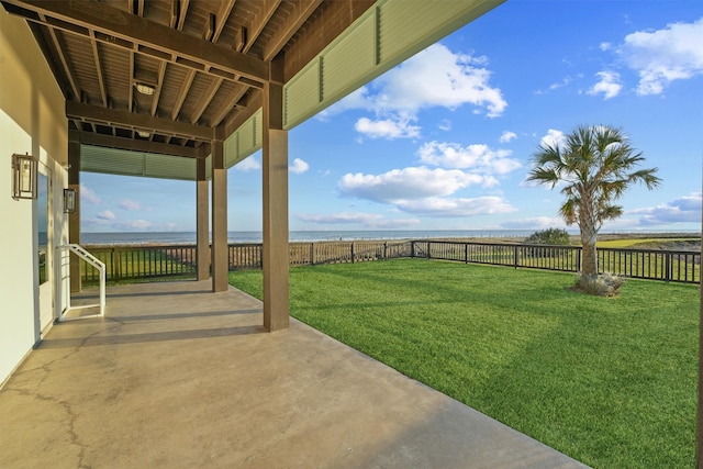 view of yard with a patio area and a fenced backyard