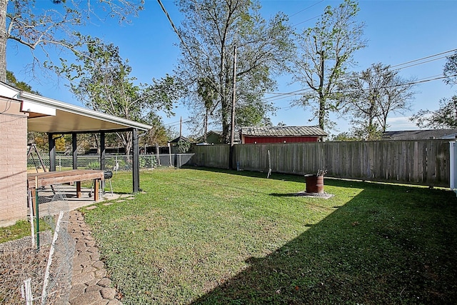 view of yard with a fenced backyard