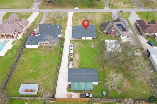 aerial view with a residential view