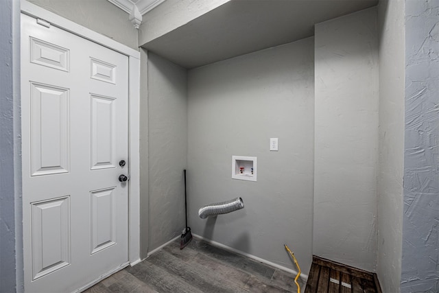 washroom featuring laundry area, washer hookup, and wood finished floors