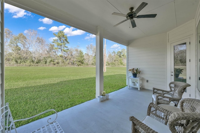 view of patio / terrace featuring a ceiling fan