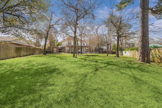 view of yard with a fenced backyard