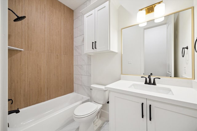 full bathroom featuring vanity, toilet, and bathing tub / shower combination