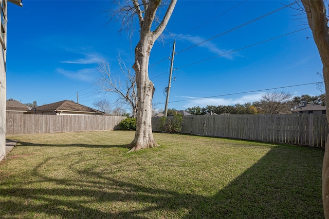 view of yard featuring a fenced backyard