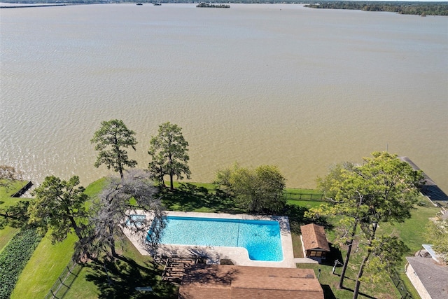 bird's eye view featuring a water view