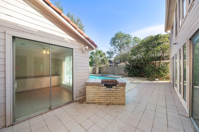 view of patio featuring a fenced in pool and a fenced backyard