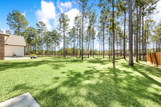 view of yard with a patio area and fence