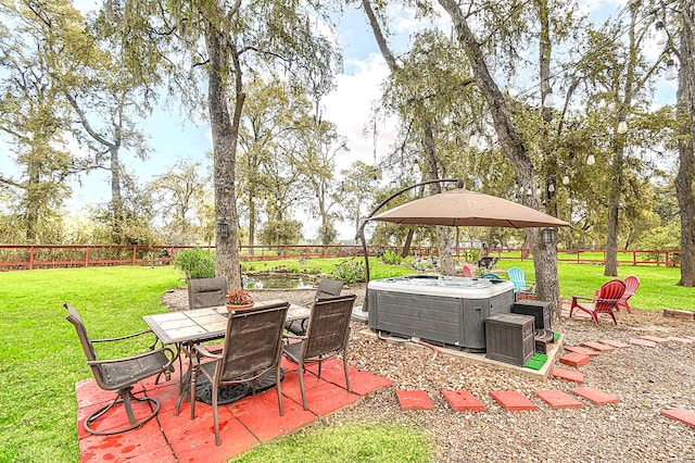 view of patio featuring outdoor dining space and a fenced backyard