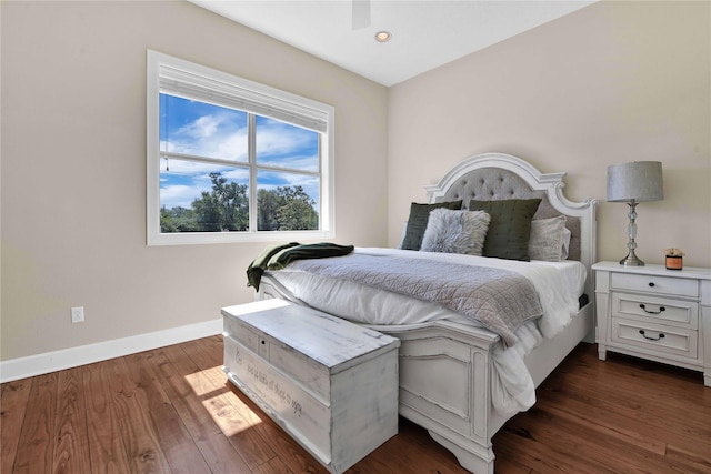 438 S Burnett Dr, Baytown, TX 77520 - bedroom featuring baseboards, dark wood finished floors, and recessed lighting