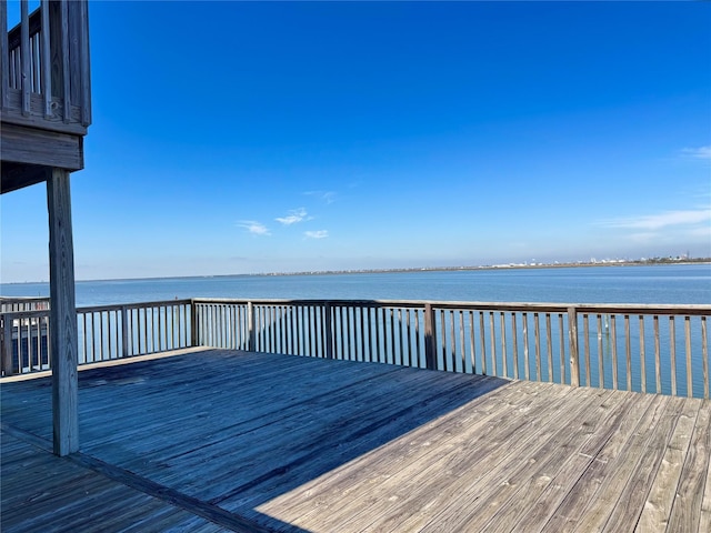 deck with a water view