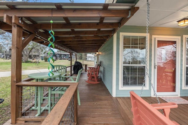 deck featuring covered porch