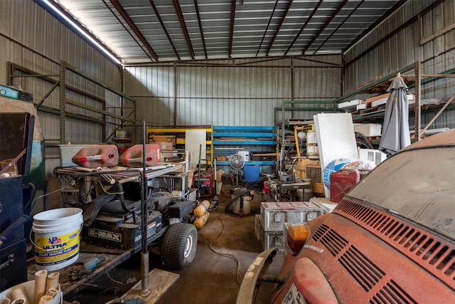 garage featuring metal wall