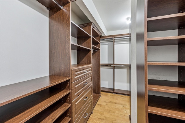 spacious closet with light wood-type flooring