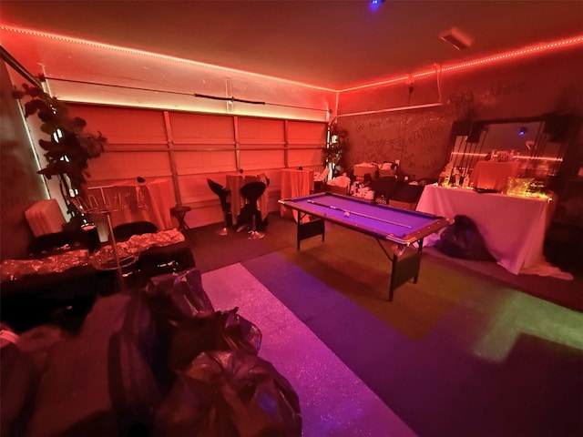 game room featuring a garage