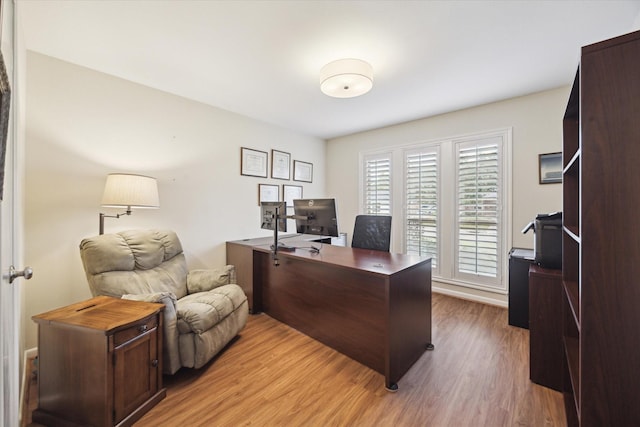 home office featuring wood finished floors