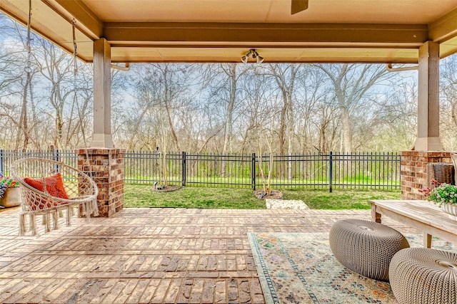 view of patio with a fenced backyard