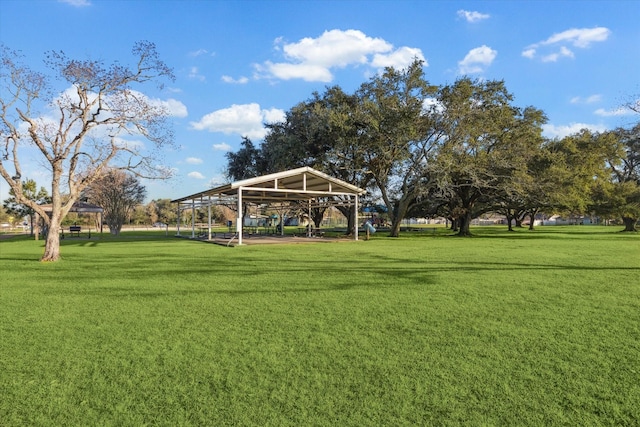 view of community with a gazebo and a yard